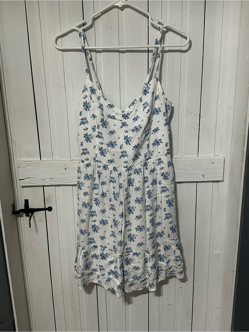 Hollister White Sundress with Blue Floral Print